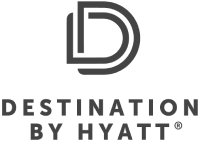 This is the logo of "Destination by Hyatt®," featuring a stylized "D" symbol above the text "DESTINATION BY HYATT®.".